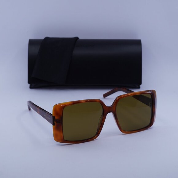 Saint Laurent SL451 005 Square Sunglasses - Havana/Brown - Picture 4 of 10